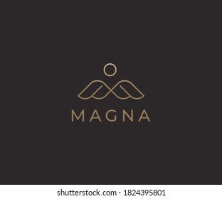 Abstract luxury linear trendy Angel logo design template