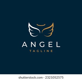 Abstract luxury linear trendy Angel logo design template