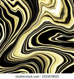 Abstract luxury liquid marble black and gold background. Golden marbled wave splash effect backdrop. Vector illustration of design template for banner, poster, card, wedding invitation