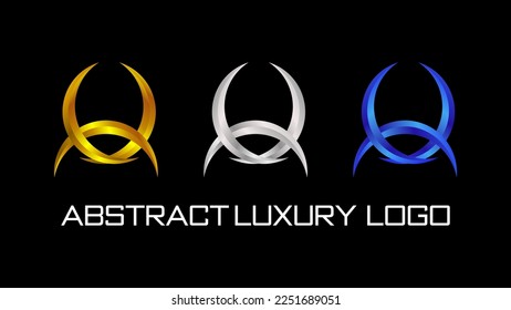 Abstract Luxury Logo Icon Symbol in three colors gold, gray, blue vector design