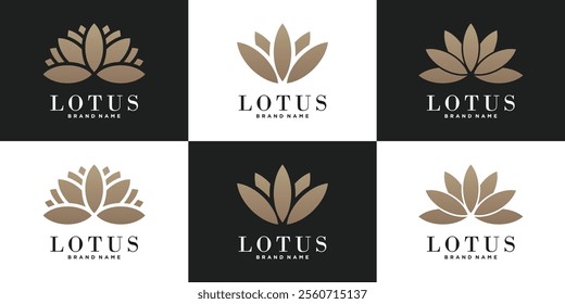 Abstract luxury lotus flower logo design