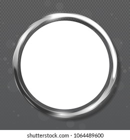 Abstract luxury metallic banner on transparent background. Banner with silver color round frame.