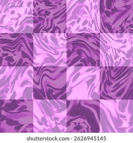 Abstractas patrón de mármol moderno de lujo sobre fondo a cuadros. rayas texturizadas de acrílico abstracto sin costuras. Formas geométricas. tonos rosados. diseño, bufanda, mármol, tela, azulejo, bandana, impresión digital