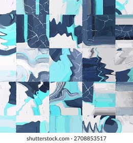 Abstraktes luxuriöses modernes Marmormuster auf schwarzem Hintergrund. nahtlose abstrakte wirbeln strukturierte Streifen. geometrische Formen. Blautöne. kunstdesign, schal, marmor, stoff, bekleidung, kleid, digitaldruck