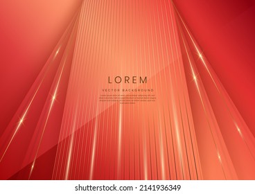 Abstract luxury orange elegant geometric diagonal overlay layer background with golden lines. You can use for ad, poster, template, business presentation. Vector illustration