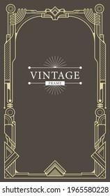 Abstract luxury ornamental art deco design blue background in gold color template.