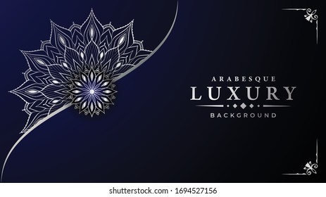 Abstract luxury ornamental mandala design background  with silver 
arabesque pattern arabic islamic east style.