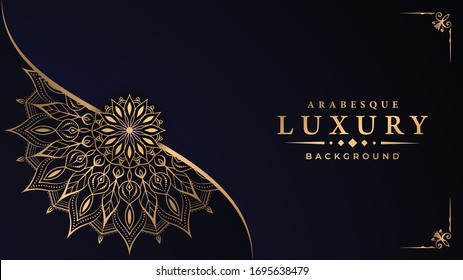 
Abstract luxury ornamental mandala design background  with golden 
arabesque pattern arabic islamic east style.