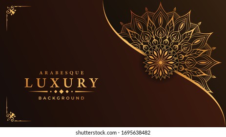 
Abstract luxury ornamental mandala design background  with golden 
arabesque pattern arabic islamic east style.