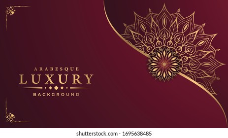 
Abstract luxury ornamental mandala design background  with golden 
arabesque pattern arabic islamic east style.