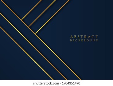 Abstract luxury overlap layer color blue tone and gold metallic design with space. vector illustration.