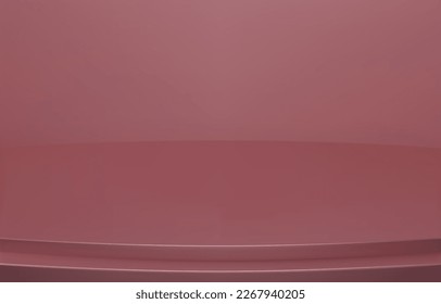 Abstract Luxury pink Background. Empty pink Gradient Room, Studio, Space. Curved stage used as a background for displaying your products.  3D vector Illustration.