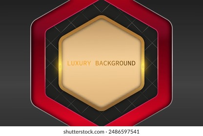 Abstract luxury polygon of black and red overlapping on a dark background