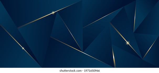 Abstract luxury polygonal pattern, dark blue with gold. Vector illustration