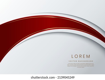 Abstract luxury red curves with elegant golden border on gray background space for text. Template design style. Vector illustration