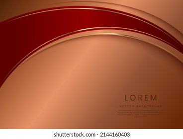 Abstract luxury red curves with elegant golden border on brown background space for text. Template design style. Vector illustration