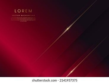 Abstract luxury red elegant geometric diagonal overlay layer background with golden lines. You can use for ad, poster, template, business presentation. Vector illustration