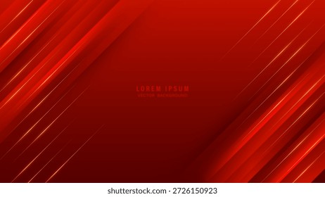 Abstractas fondo geométrico rojo de lujo con líneas diagonales brillantes doradas. Moderna Plantilla de Vector elegante con espacio de copia para premios, negocios y diseños festivos