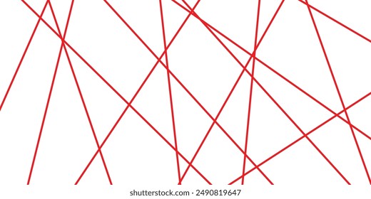 Abstract luxury red geometric random chaotic lines with many squares and triangles shape on white background.	