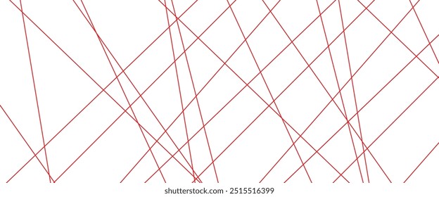 Abstract luxury red geometric random chaotic lines with many squares and triangles shape on white background.	