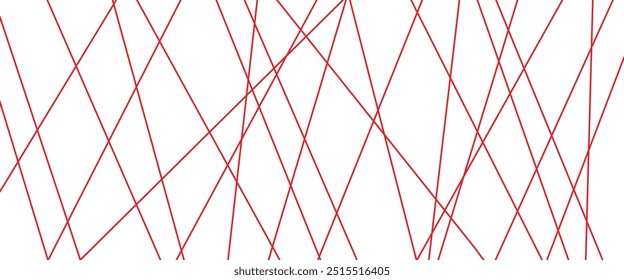Abstract luxury red geometric random chaotic lines with many squares and triangles shape on white background.	