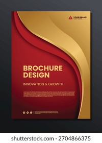 Plantilla de folleto de Diseño gráfico de fondo rojo y dorado de lujo abstracto