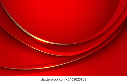 Abstract luxury red gold line curve black shadow geometric design modern elegance background vector illustration.