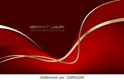 Abstract luxury red gold lines curve on design modern background vector illustration.