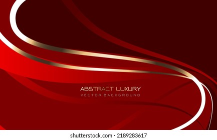 Resumen de la curva de líneas doradas rojas de lujo en el diseño de la ilustración vectorial de fondo moderna.