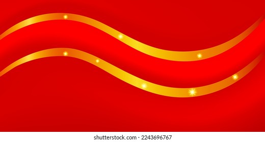 Abstract luxury red and gold ribbon background