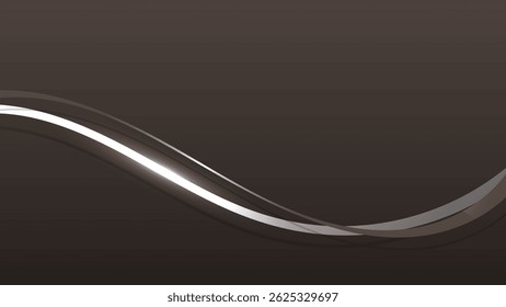 Elementos de fita de luxo abstratos com efeito de luz brilhante no fundo escuro. Fita de onda de prata horizontal.