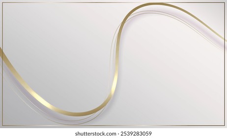 Fita de luxo abstrata e elementos de linha com efeito de luz brilhante no fundo. Elegante fita de ouro.