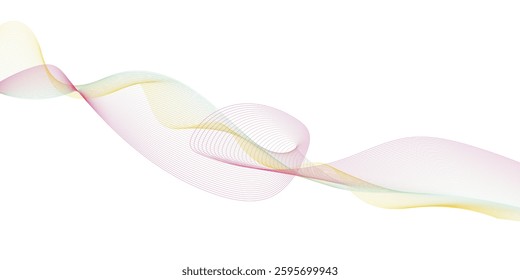 Abstract luxury ribbon and line elements with glowing light effect on colorful background. stock illustration