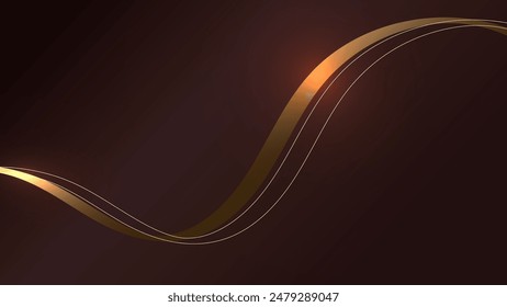 Abstract luxury ribbon lines elements with glowing light effect on background. Luxury style template design.