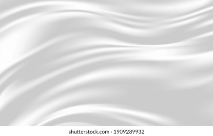 Abstract luxury silk, liquid wave or satin velvet material background. Abstract background with silk cloth texture, Shiny satin fabric with waves and drapery. White silk cloth fabric wave.Vector EPS10