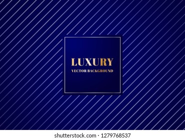Diseño abstracto de líneas diagonales plateadas en fondo azul oscuro con banner metálico. Textura lujosa. Ilustración del vector