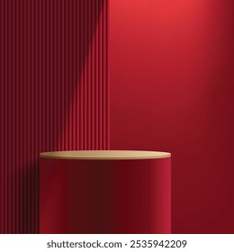 Abstrato design de cilindro 3D de pódio de pedestal de luxo. Apresentação de conceito de showroom de estúdio minimal para exibição de produtos, showcase de moda, estética de banner, promoção. Formas geométricas vetoriais
