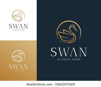 Resumen ilustración vectorial de diseño de logotipo de cisne de lujo