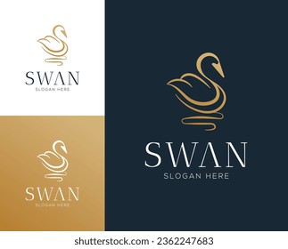 Resumen ilustración vectorial de diseño de logotipo de cisne de lujo