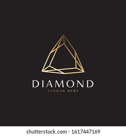 Abstract luxury symmetrical geometry lines diamond logo template