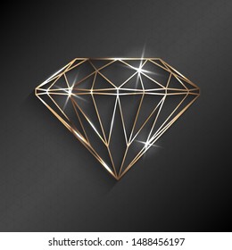 Abstract luxury template with gold diamond outlined shape - eps10 vector background