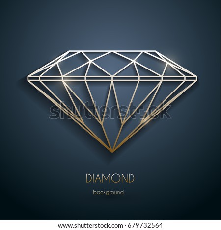 Abstract luxury template with gold diamond outlined shape - eps10 vector