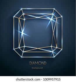 Abstract luxury template with golden diamond outlined shape - eps10 vector