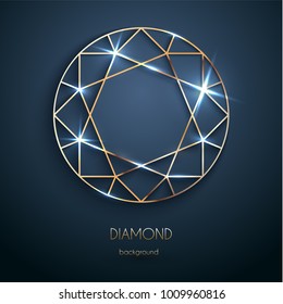 Abstract luxury template with golden diamond outlined shape - eps10 vector