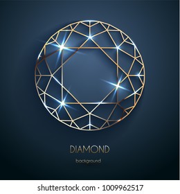 Abstract luxury template with golden diamond outlined shape - eps10 vector