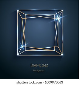 Abstract luxury template with golden square-shaped diamond outline - eps10 vector illustration