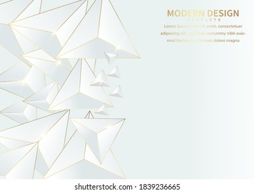Abstract luxury triangle of geometric gold overlapping on white background with copy space for text. Vector illustration