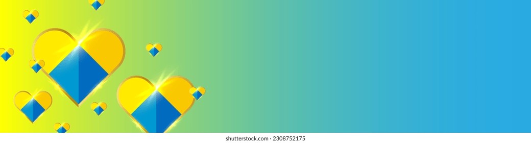 Abstrakter Luxus Ukraine Herzmuster mit Gold. Moderner Vektorhintergrund EPS10