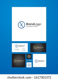 Abstract luxury vector logotype with business card template. Premium letter X logo 
with colorful design. Elegant corporate identity

