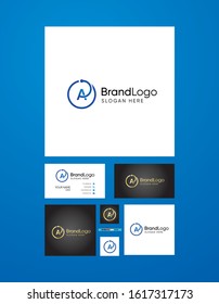 Abstract luxury vector logotype with business card template. Premium letter A logo 
with colorful design. Elegant corporate identity
